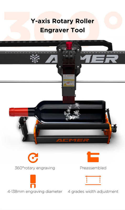 Acmer M2 Laser Engraver Rotary Roller Y Axis Rotary 360° Roller Laser Graveur