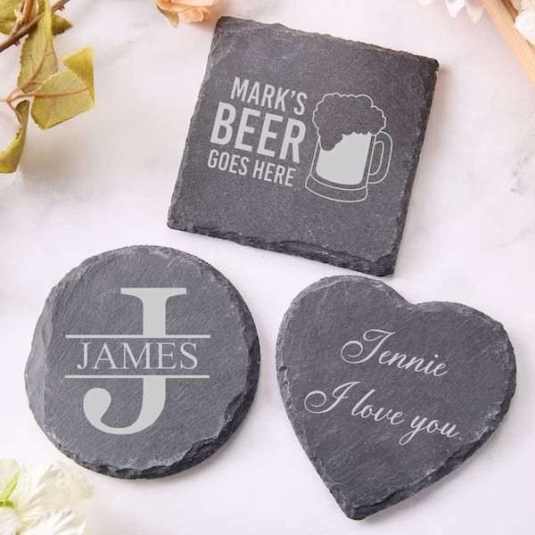 Slate Stone Drink Coasters Black Natural Edge Slate Stone Plate Per Bar E Casa