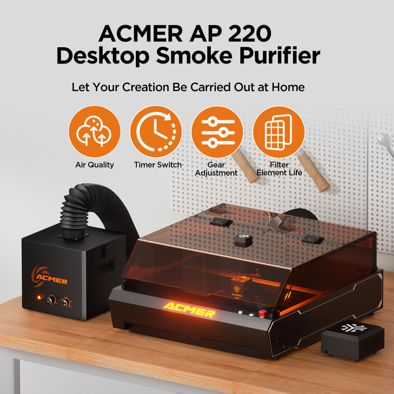 AP220 Purificatore d'aria di fumo Fitrato di filtrazione a 3 strati 99,97% delle particelle da 0,03 μm Basso rumore