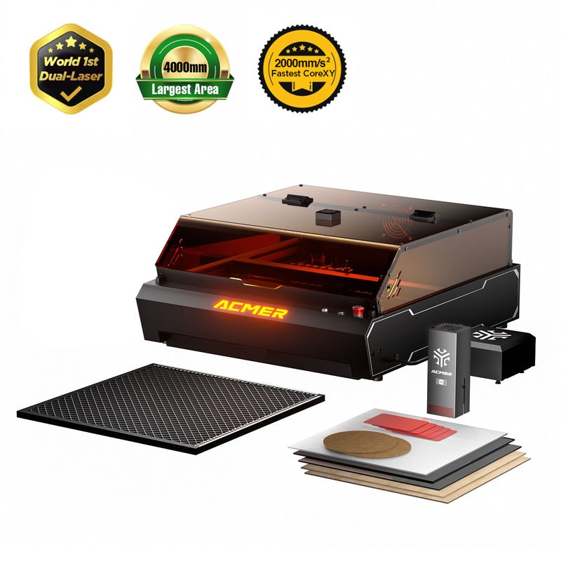 ACMER P3 2 in 1 doppio laser, laser incisione macchine di taglio con 10W diodo laser & 2W laser IR