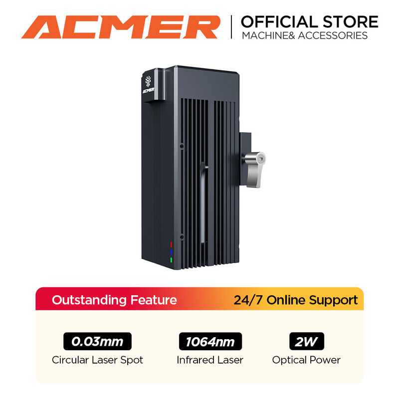 ACMER Laser Module IR 2w Fiber Laser Engraver 0.03mm Spot ultra-fine per metallo plastica roccia acrilica