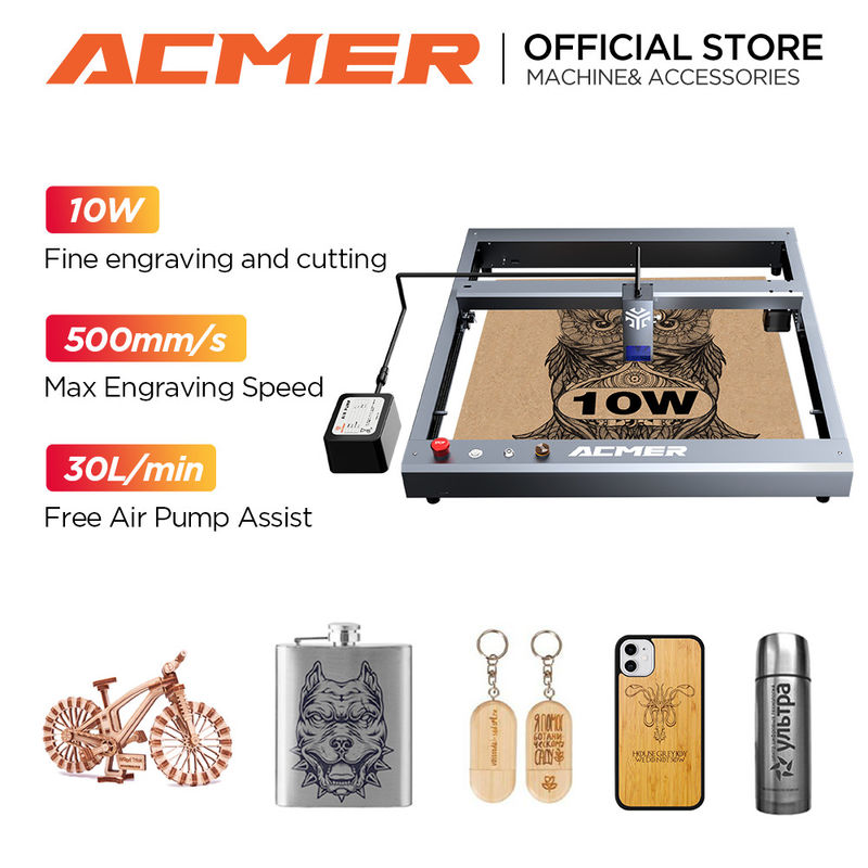 ACMER P2 10W diodo laser incisore e macchina da taglio per legno e metallo