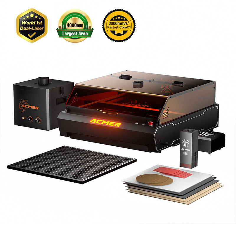 ACMER P3 2-in-1 Dual Laser Engraver con Laser a Diodo 10W Laser IR 2W e Purificatore d'aria AP220