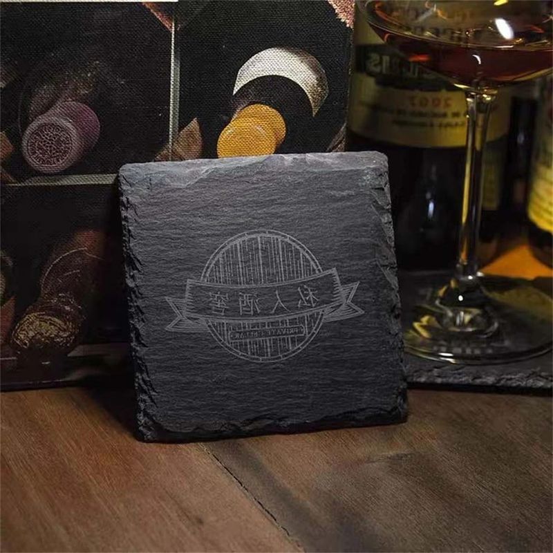 ACMER DIY Stone Coaster Slate Stone Drink Coasters Black Natural Edge Per Bar E Casa